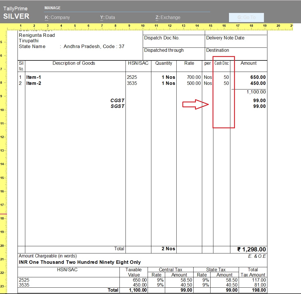 Print Discount in Amount in Invoice – TallyPrime add-on by AK Soft Solutions