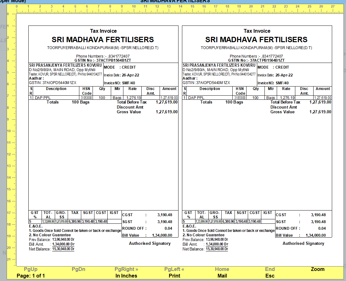 A4 Landscape 2 Bills Format – TallyPrime add-on by AK Soft Solutions